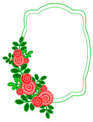 Color frame with decorative red roses. Copy space. Vector clip art.