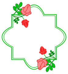 Color frame with decorative red roses. Copy space. Vector clip art.