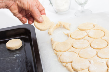 Butter Cookies Preparation : Round cut of cookie's dough