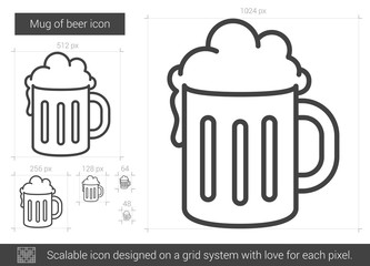 Mug of beer line icon.