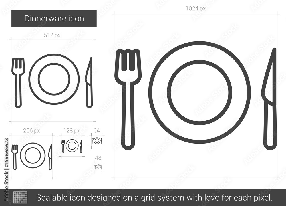 Poster dinnerware vector line icon isolated on white background. dinnerware line icon for infographic, webs
