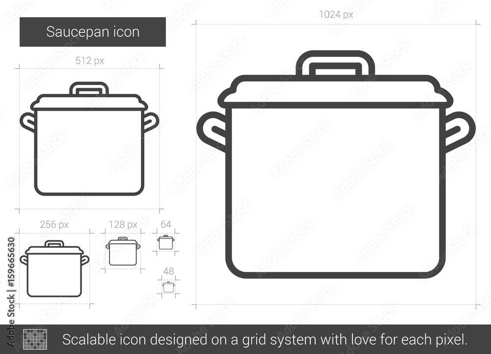 Poster saucepan vector line icon isolated on white background. saucepan line icon for infographic, website 