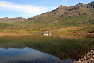 Scenic landscape in East Iceland - at the Stodvarfjordur fjord