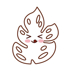 tropical leaf summer kawaii character vector illustration design