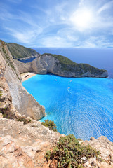 Fototapeta premium Plaża Navagio na wyspie Zakynthos w Grecji