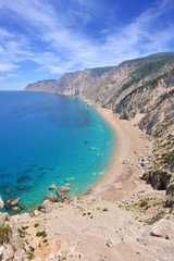 Famous beach Platia Ammos on Kefalonia island in Greece