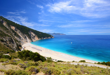 Famous beach Mirtos on Kefalonia island in Greece
