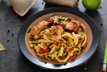 Noodles with chicken and vegetabels