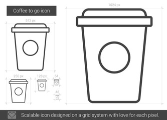 Coffee to go vector line icon isolated on white background. Coffee to go line icon for infographic, website or app. Scalable icon designed on a grid system.