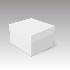 Blank vertical paper box template standing on white background. Vector illustration