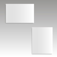 Blank empty magazine, album or book template lying on a gray background. vector.