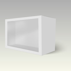 Product cardboard plastic package box with window. Vector  mock up template ready for your design.  