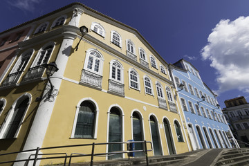 Fototapeta na wymiar Colorful colonial houses of Pelourinho in Salvador Bahia Brazil
