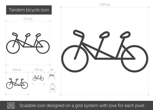 Tandem Bicycle Line Icon.