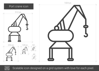 Port crane line icon.