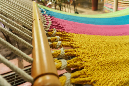 colorful hammock, close up.