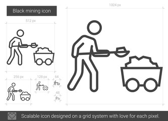 Black mining line icon.