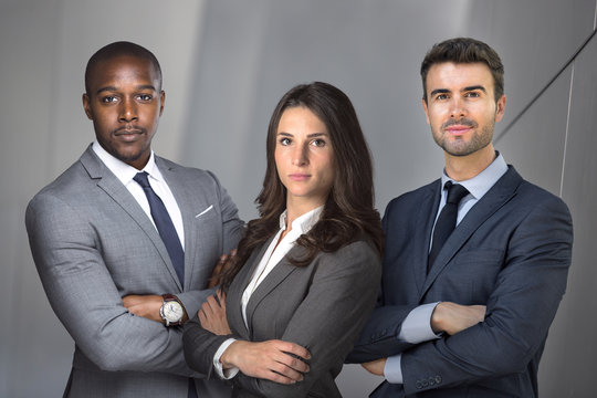 Strong Serious Group Of Lawyers Team Portrait Pose, Confident, Determined, Successful, Powerful 