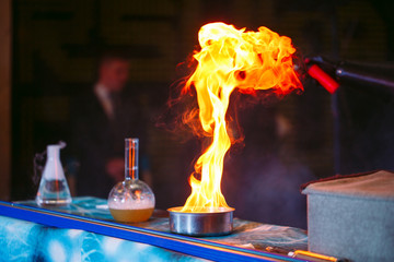 Explosion during the experiment. Unsuccessful experiment in the chemical laboratory.