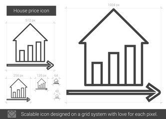 New price vector line icon isolated on white background. New price line icon for infographic, website or app. Scalable icon designed on a grid system.