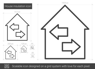 House insulation vector line icon isolated on white background. House insulation line icon for infographic, website or app. Scalable icon designed on a grid system.