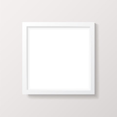 Realistic Empty White Square Picture Frame Mockup