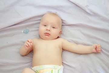 indoor portrait of caucasian baby boy at home