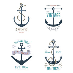 Naklejka premium Vintage retro anchor badge vector sign sea ocean graphic element nautical anchorage symbol illustration