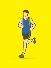 Running man, sport man sprinter, marathon runner graphic vector.