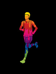 Fototapeta na wymiar Running man, sport man sprinter, marathon runner designed using melting colors graphic vector.