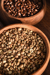 Freshly coffee beans in  bowl for background