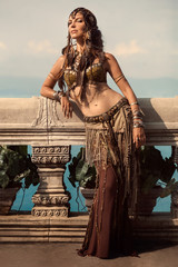 beautiful tribal woman dancer in old temple