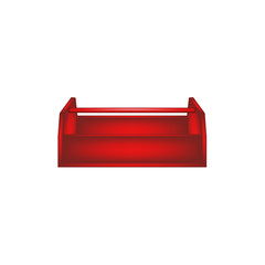 Empty wooden toolbox in red design