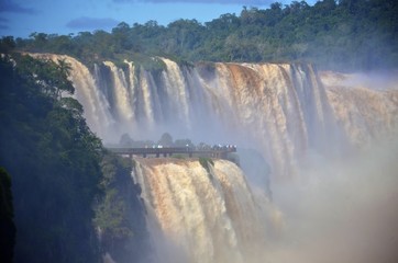 The Iguazu Falls, Iguazú Falls, Iguassu Falls, or Iguaçu Falls, on the Iguazu River on the border of the Argentine province of Misiones and the Brazilian state of Paraná. 
