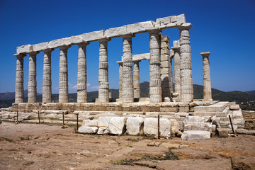 Fototapeta na wymiar Temple of Poseidon at Sounio cape