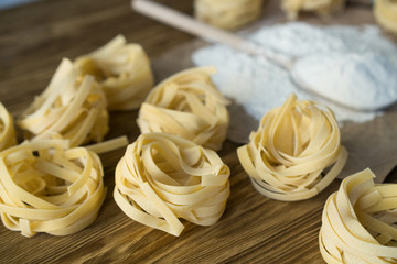 The preparations for making homemade pasta