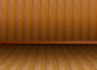Wall and floor brown wood for background