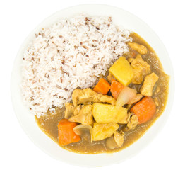 Japanese chicken curry on isolated background.