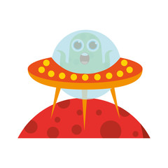 unidentified flying object on planet icon vector illustration design