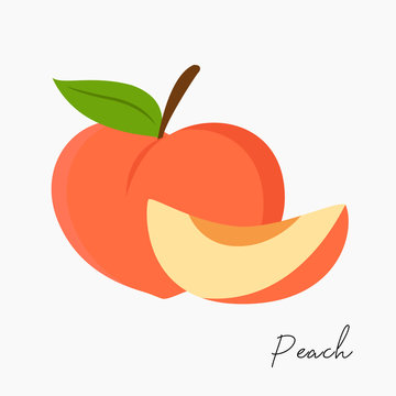 fresh peach and slice of peach vector