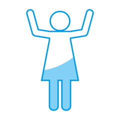 pictogram woman with hands up icon over white background vector illustration