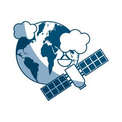 artificial satellite on planet earth vector illustration design
