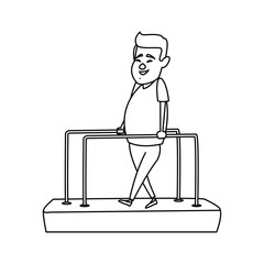 cartoon man patient in the rehabilitation therapy vector illustration