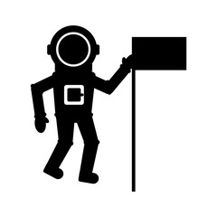 astronaut with flag comic character icon vector illustration design