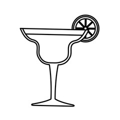 cocktail drink with lemon slice icon over white background vector illustration
