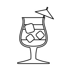 cocktail drink with decorative umbrella icon over white background vector illustration