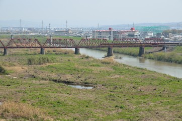 Fototapeta premium 京都 木津川の鉄橋