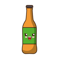 kawaii beer bottle icon over white background colorful design vector illustration