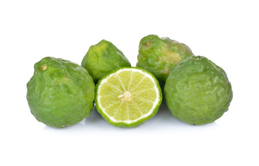 whole and half cut kaffir on white background