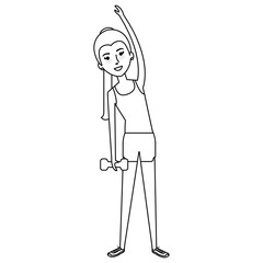 woman weight lifting with sport wear vector illustration design